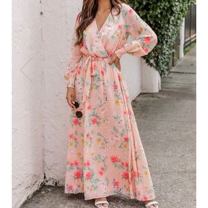 Pink Lily floral long dress
